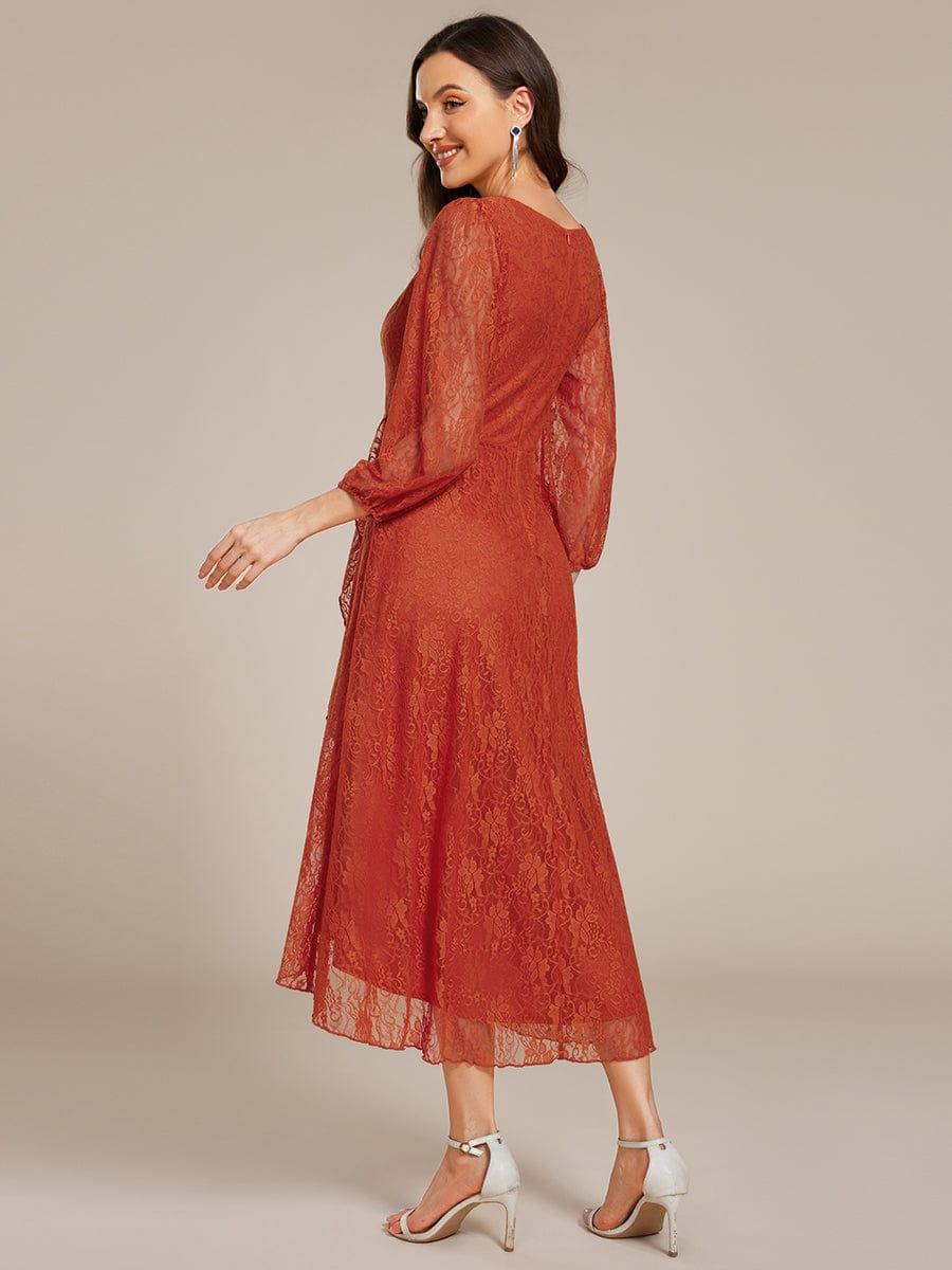 Fabulous Lace A-Line V-Neck Wedding Guest Dress with Long Sleeves