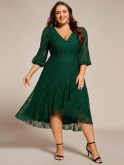 Fabulous Lace A-Line V-Neck Wedding Guest Dress with Long Sleeves