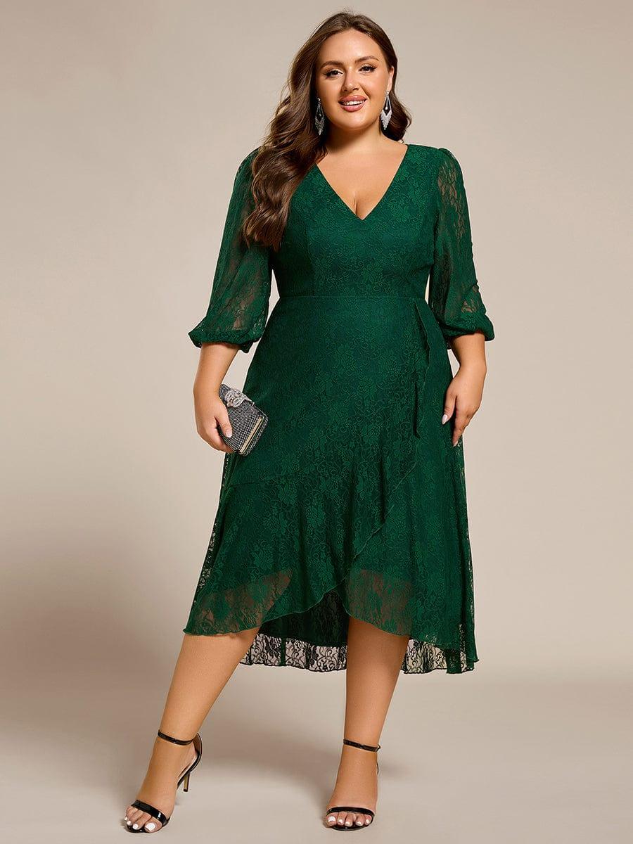 Fabulous Lace A-Line V-Neck Wedding Guest Dress with Long Sleeves