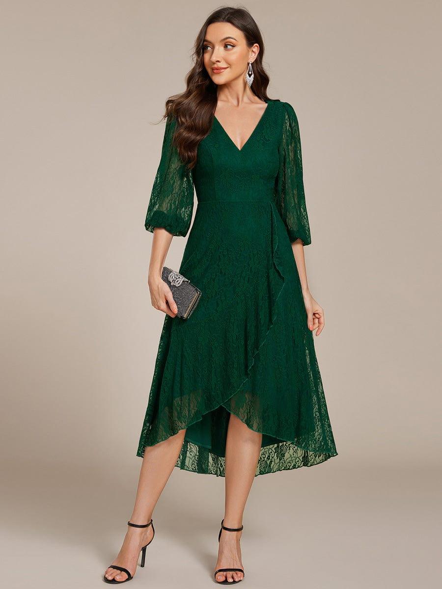 Fabulous Lace A-Line V-Neck Wedding Guest Dress with Long Sleeves
