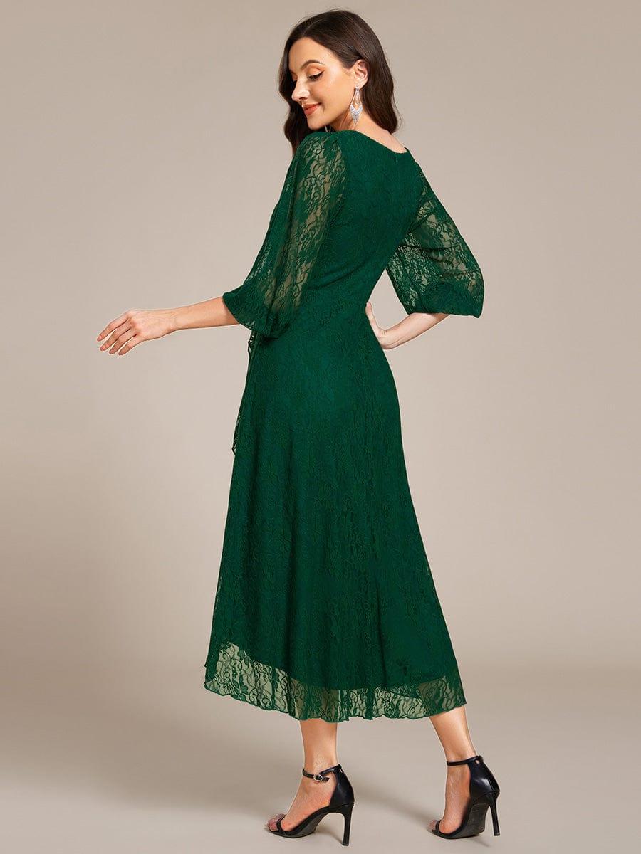 Fabulous Lace A-Line V-Neck Wedding Guest Dress with Long Sleeves