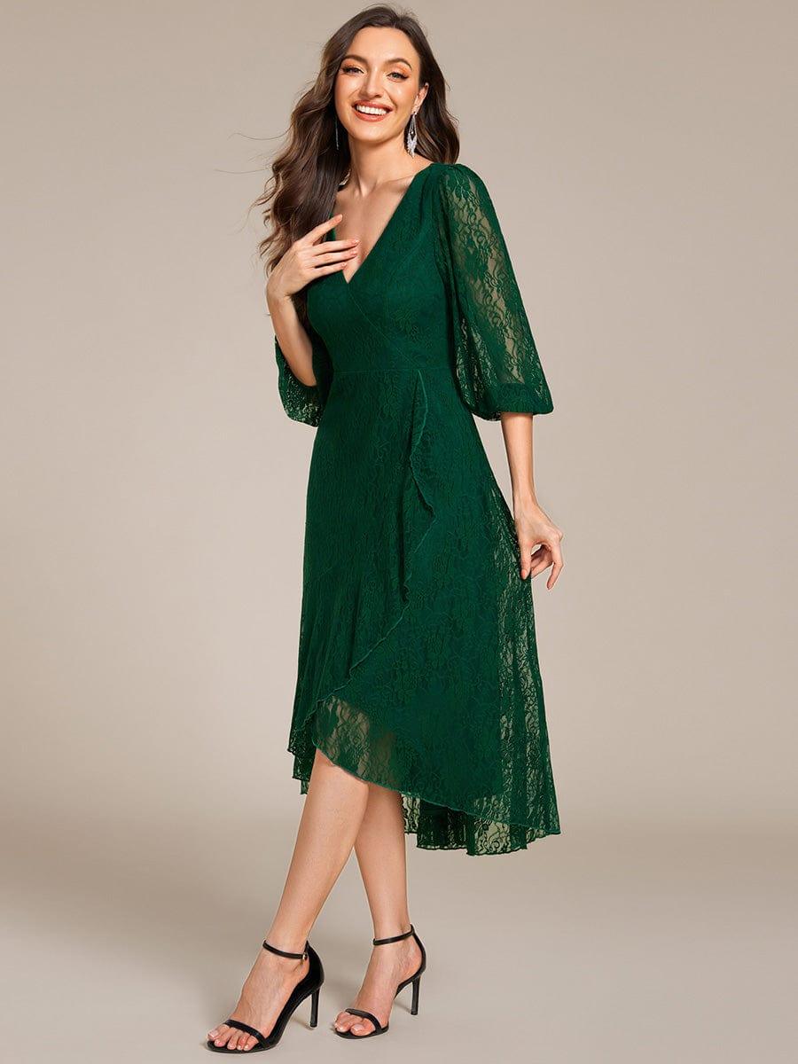 Fabulous Lace A-Line V-Neck Wedding Guest Dress with Long Sleeves