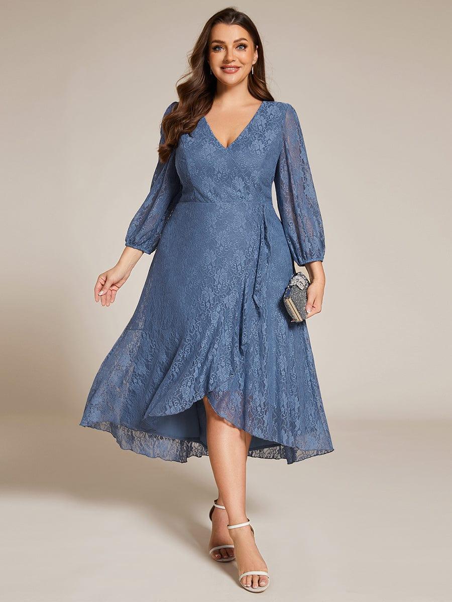 Fabulous Lace A-Line V-Neck Wedding Guest Dress with Long Sleeves