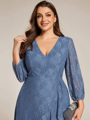 Fabulous Lace A-Line V-Neck Wedding Guest Dress with Long Sleeves