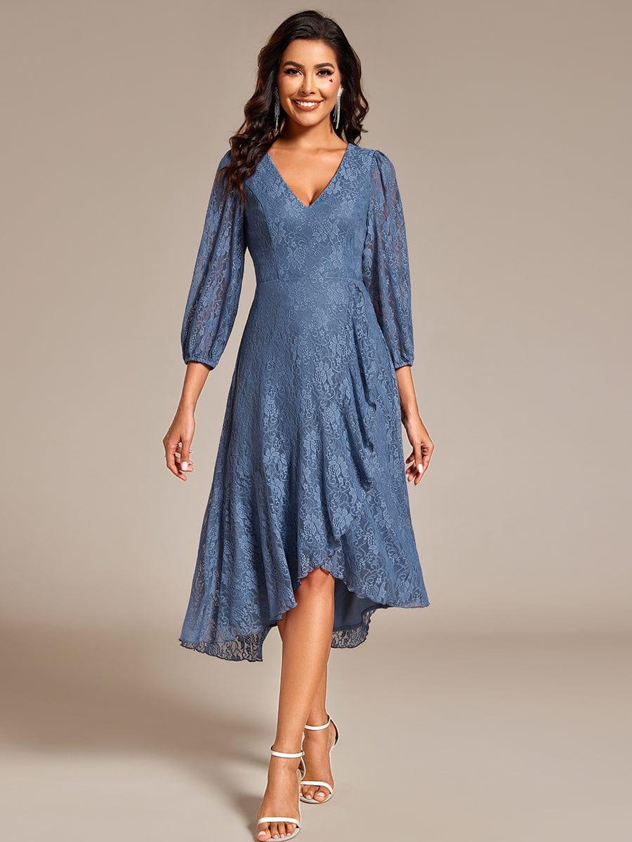 Fabulous Lace A-Line V-Neck Wedding Guest Dress with Long Sleeves
