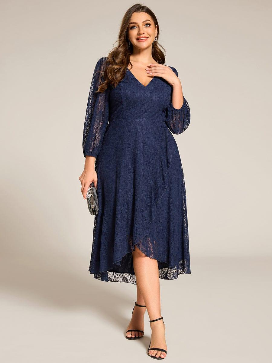 Fabulous Lace A-Line V-Neck Wedding Guest Dress with Long Sleeves