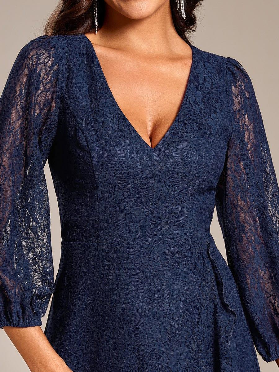Fabulous Lace A-Line V-Neck Wedding Guest Dress with Long Sleeves