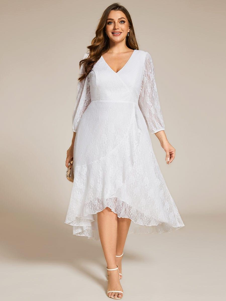 Fabulous Lace A-Line V-Neck Wedding Guest Dress with Long Sleeves