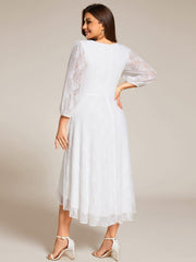 Fabulous Lace A-Line V-Neck Wedding Guest Dress with Long Sleeves