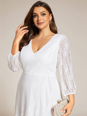 Fabulous Lace A-Line V-Neck Wedding Guest Dress with Long Sleeves