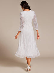 Fabulous Lace A-Line V-Neck Wedding Guest Dress with Long Sleeves