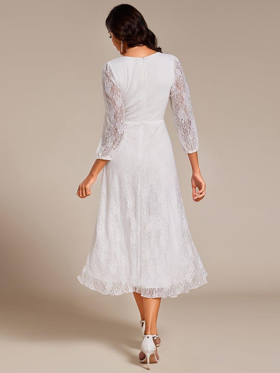 Fabulous Lace A-Line V-Neck Wedding Guest Dress with Long Sleeves