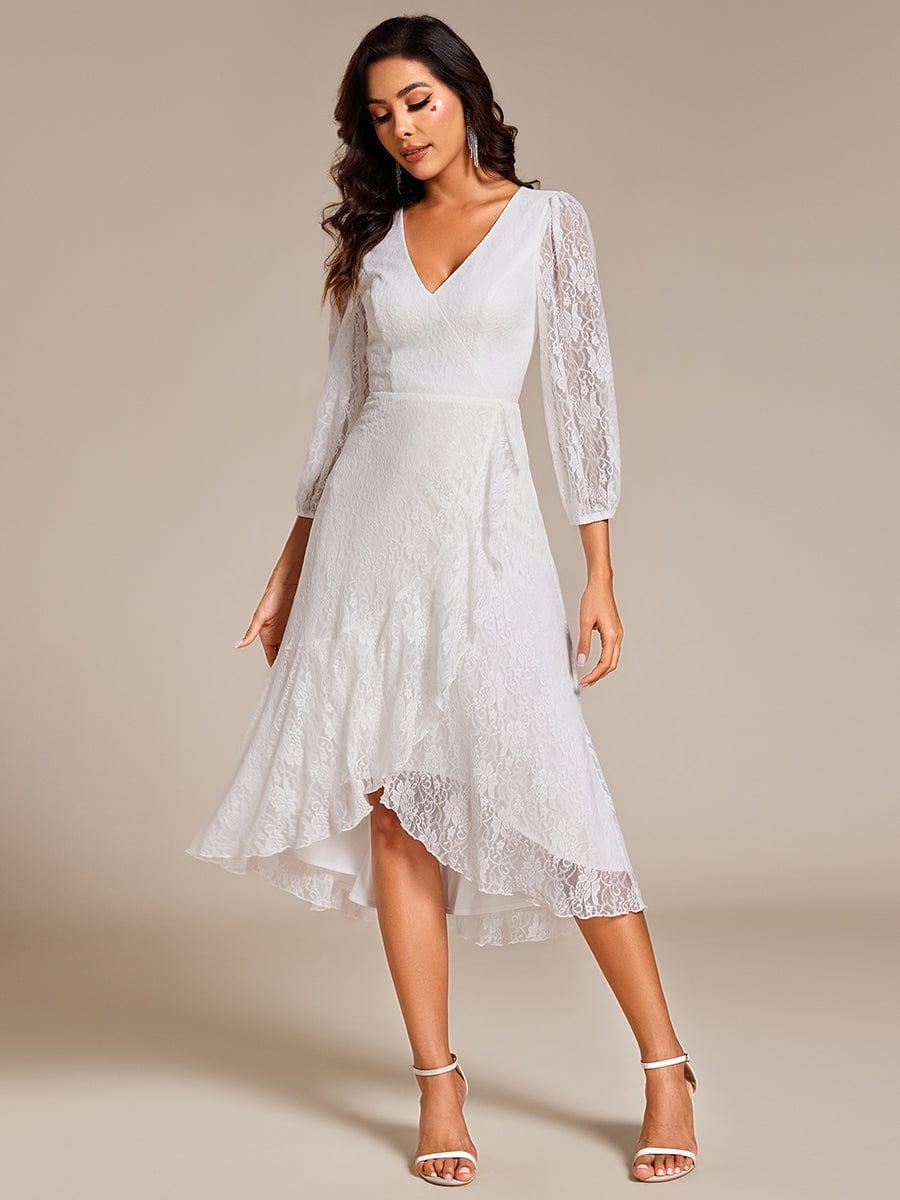 Fabulous Lace A-Line V-Neck Wedding Guest Dress with Long Sleeves
