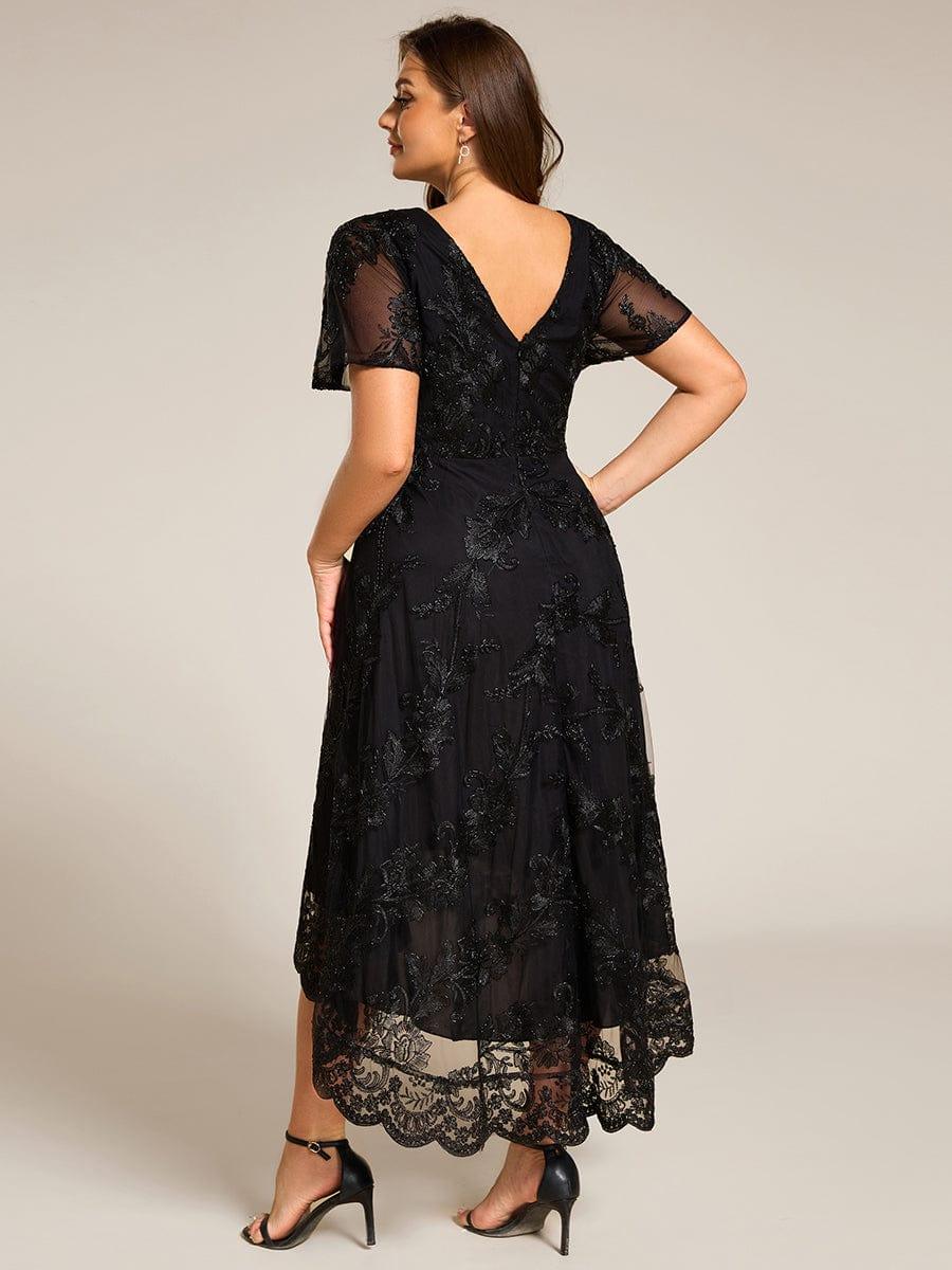 Beautiful Plus Size A-Line V-Neck Wedding Guest Dress with Embroidery