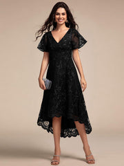 Charming Asymmetrical A-Line V Neck Mother of the Bride Dress