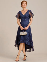 Charming Asymmetrical A-Line V Neck Mother of the Bride Dress