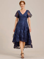 Charming Asymmetrical A-Line V Neck Mother of the Bride Dress