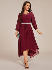 Glamorous Long Sleeves A-Line Chiffon Wedding Guest Dress