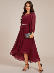 Glamorous Long Sleeves A-Line Chiffon Wedding Guest Dress