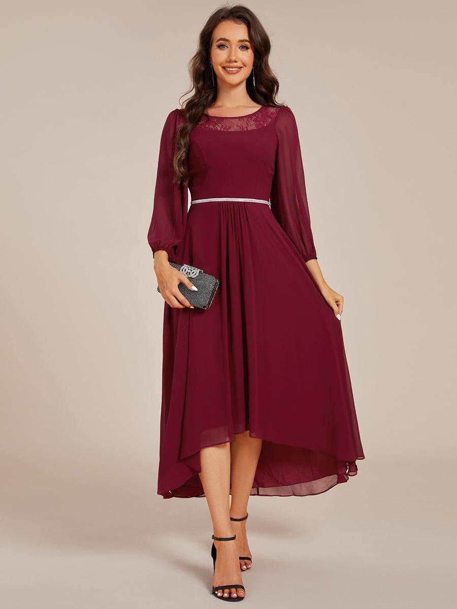 Glamorous Long Sleeves A-Line Chiffon Wedding Guest Dress