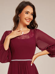 Glamorous Long Sleeves A-Line Chiffon Wedding Guest Dress