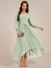 Glamorous Long Sleeves A-Line Chiffon Wedding Guest Dress
