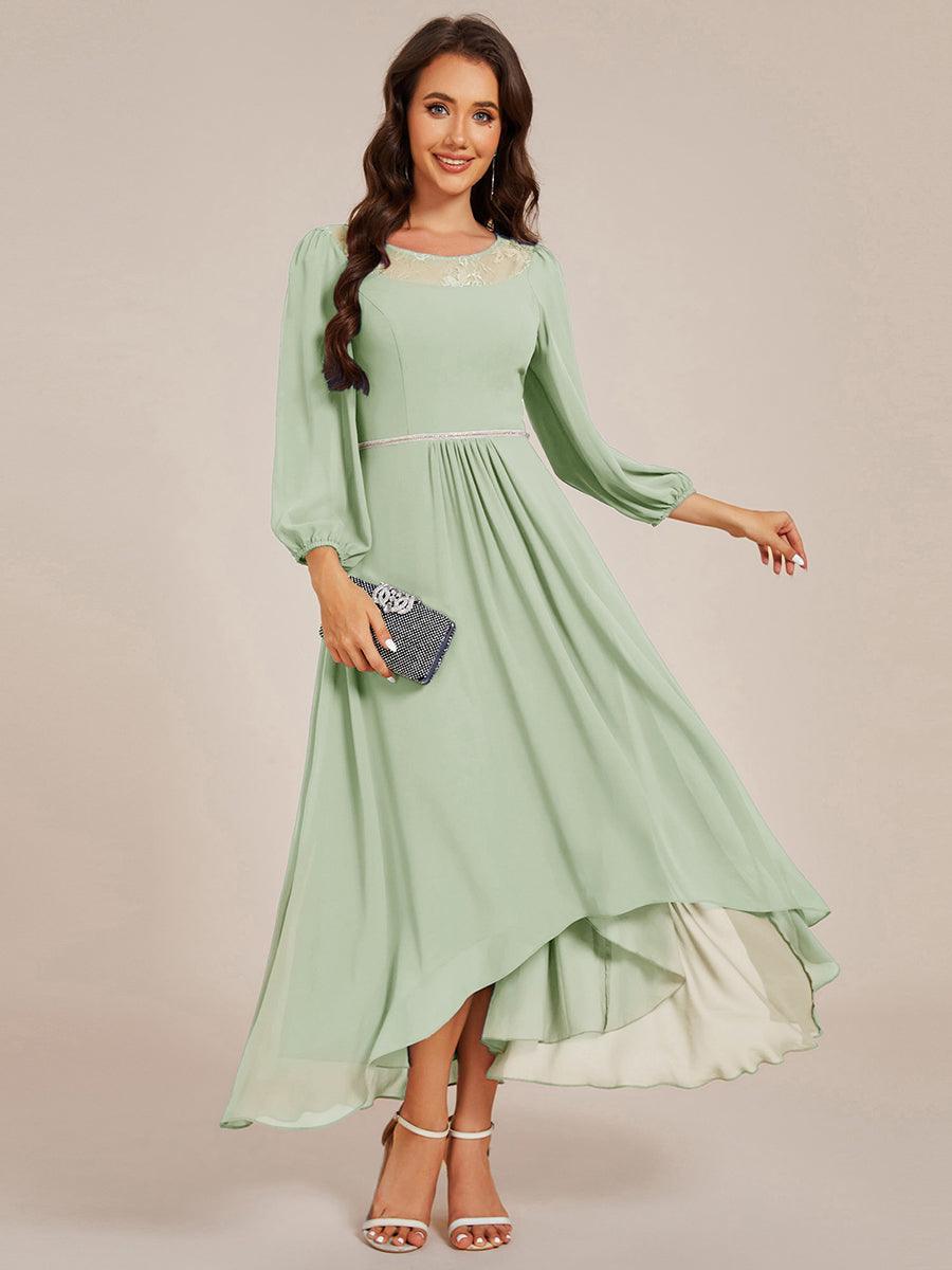 Glamorous Long Sleeves A-Line Chiffon Wedding Guest Dress