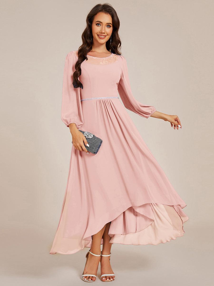 Glamorous Long Sleeves A-Line Chiffon Wedding Guest Dress