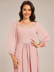 Glamorous Long Sleeves A-Line Chiffon Wedding Guest Dress
