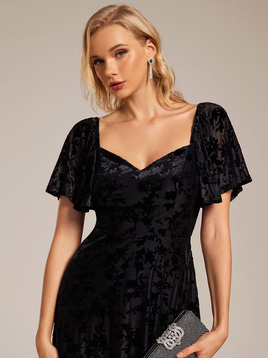 Trendy Tea-Length A-Line Short Sleeves Wedding Guest Dress