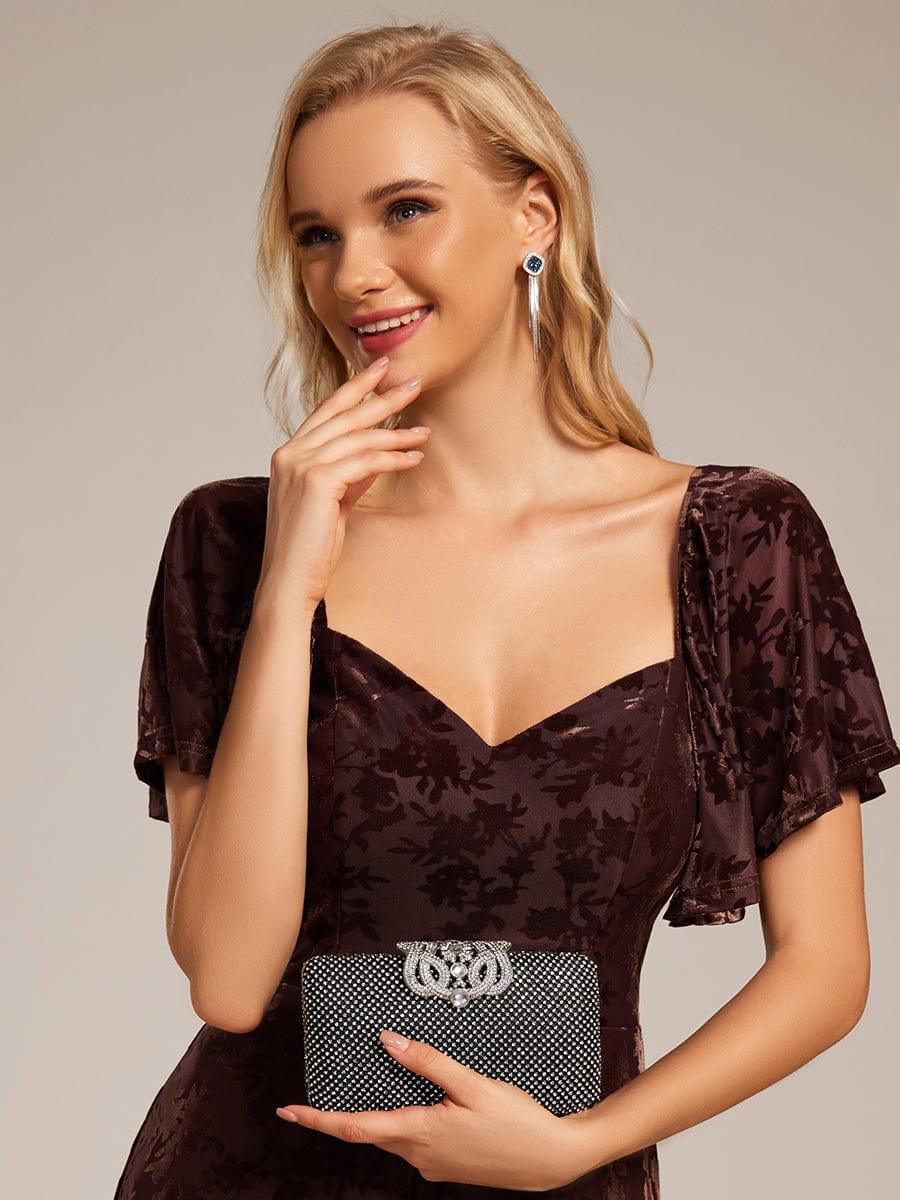 Trendy Tea-Length A-Line Short Sleeves Wedding Guest Dress