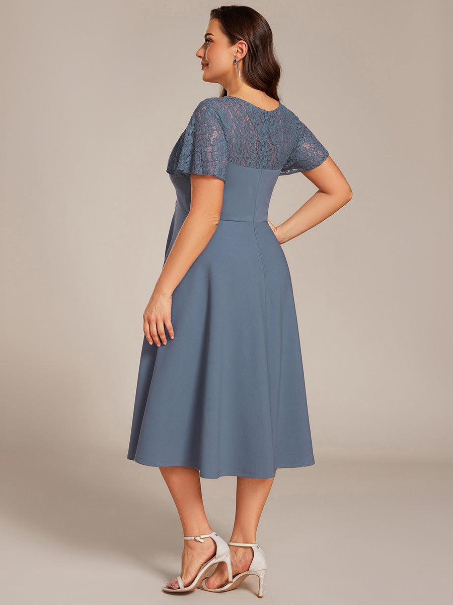 Unique Plus Size A-Line V-Neck Wedding Guest Dress with Pockets