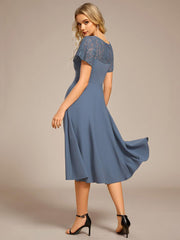 Trendy Short Sleeves A-Line V-Neck Wedding Guest Dress with Pockets