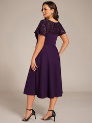 Unique Plus Size A-Line V-Neck Wedding Guest Dress with Pockets