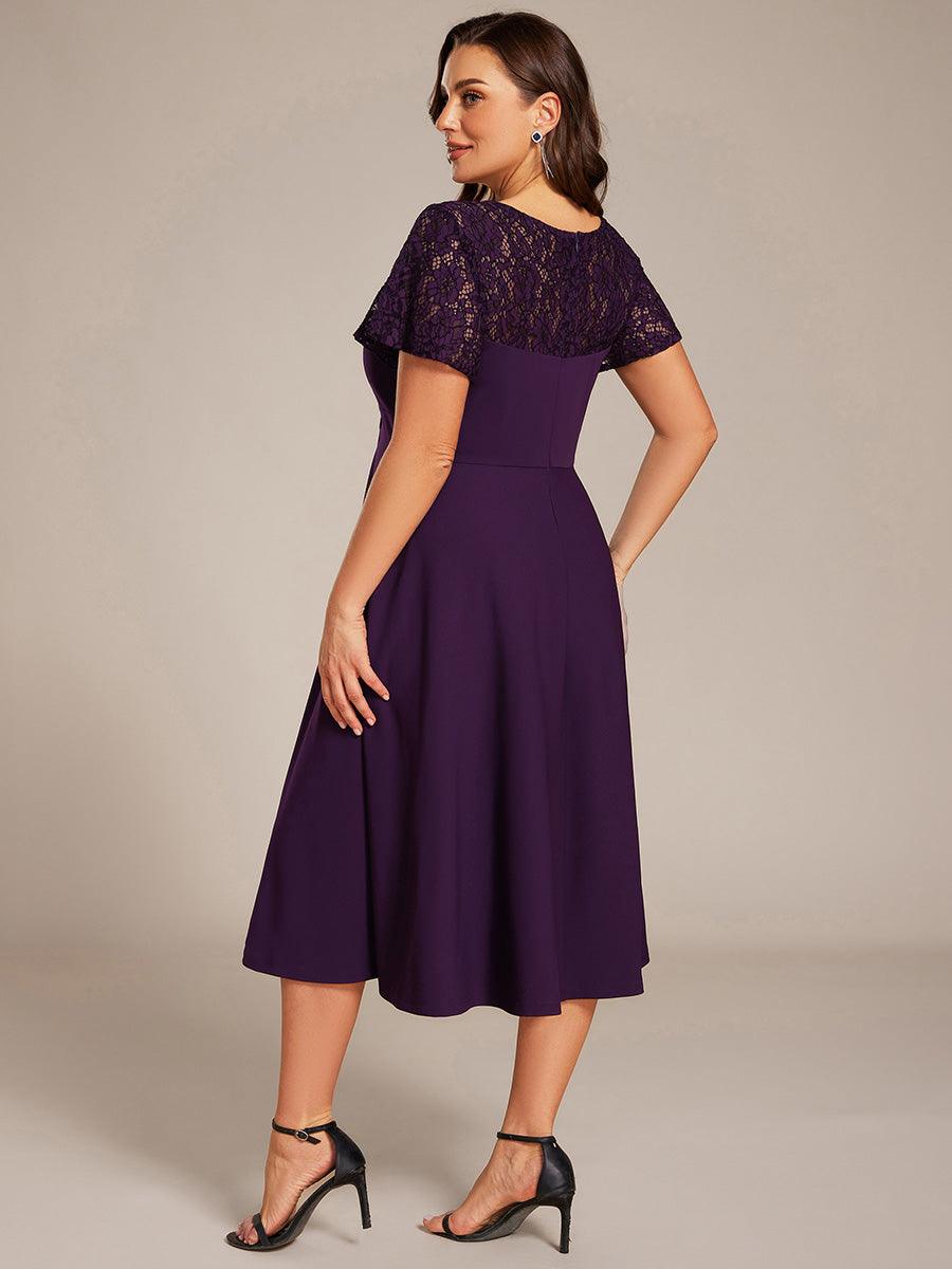 Unique Plus Size A-Line V-Neck Wedding Guest Dress with Pockets
