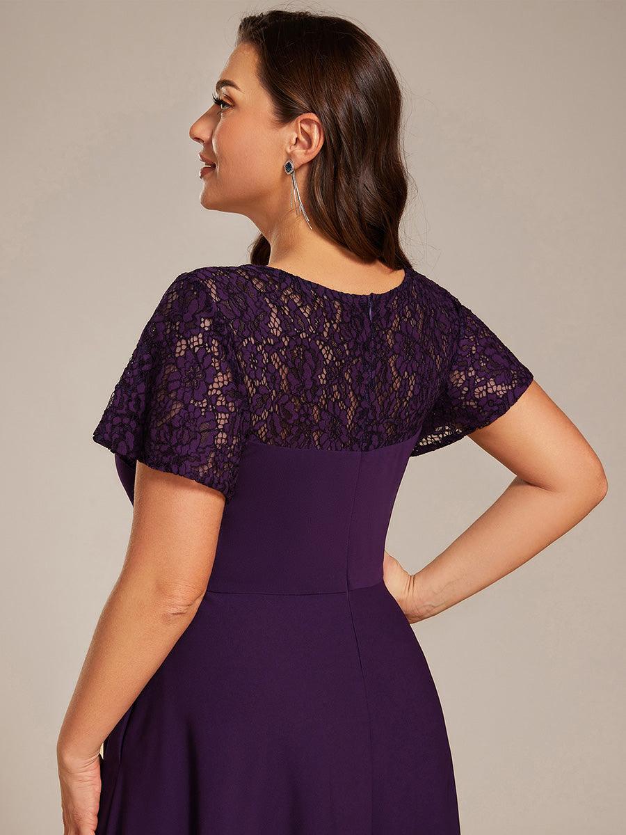 Unique Plus Size A-Line V-Neck Wedding Guest Dress with Pockets