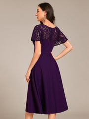 Trendy Short Sleeves A-Line V-Neck Wedding Guest Dress with Pockets
