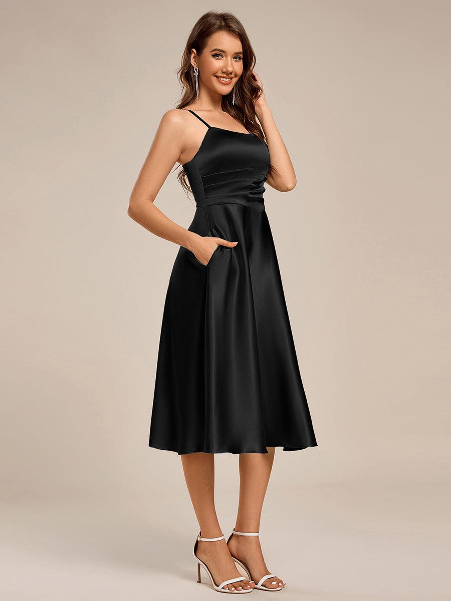 Enchanting Spaghetti Straps A-Line Satin Wedding Guest Dress