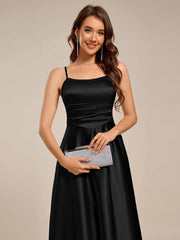 Enchanting Spaghetti Straps A-Line Satin Wedding Guest Dress