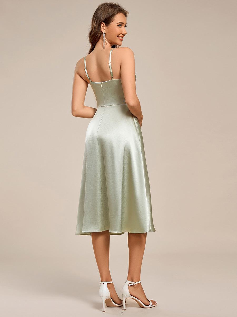 Enchanting Spaghetti Straps A-Line Satin Wedding Guest Dress