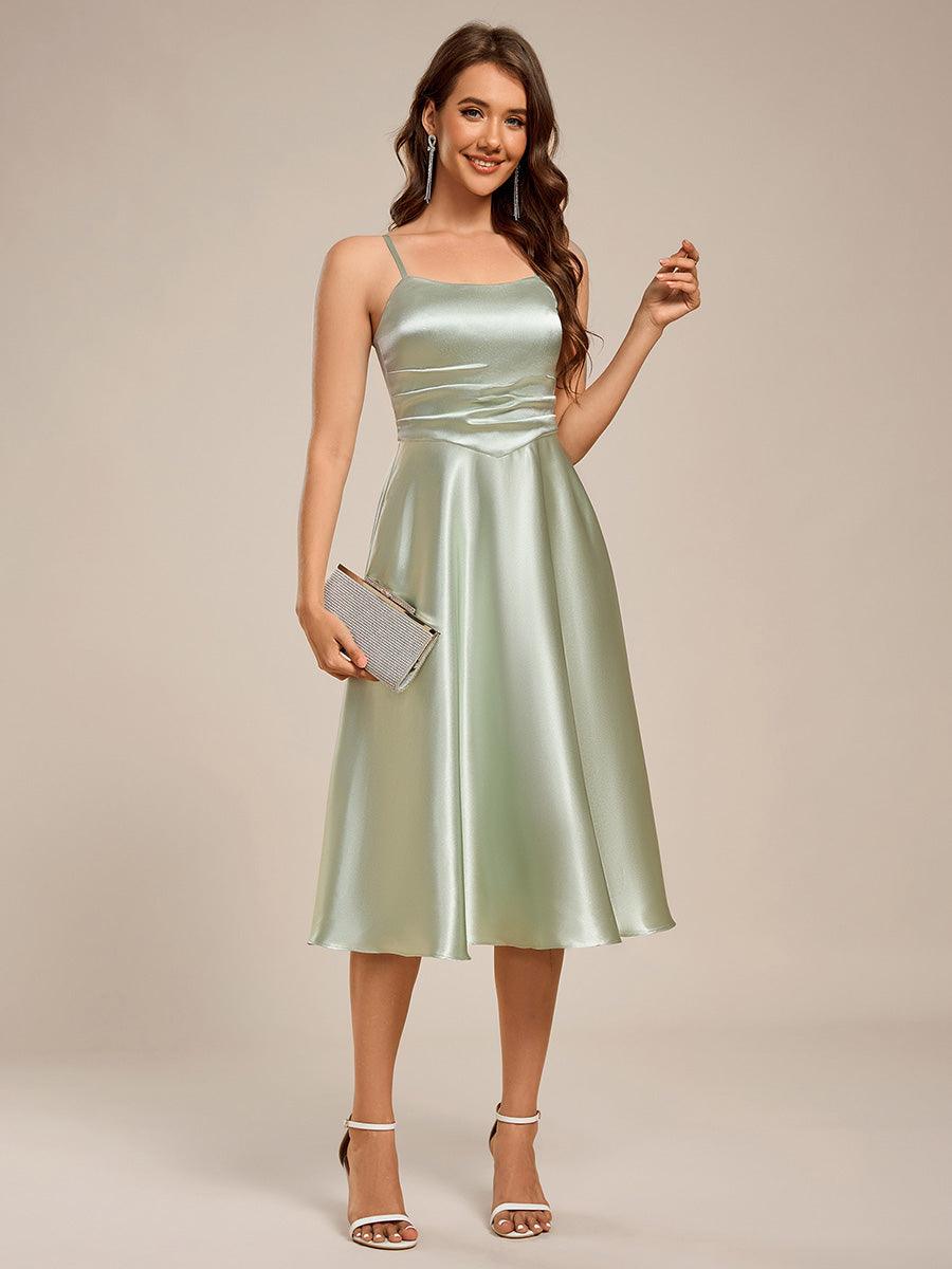 Enchanting Spaghetti Straps A-Line Satin Wedding Guest Dress