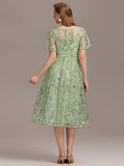 Sparkly Sequin A-Line Knee Length Wedding Guest Dress
