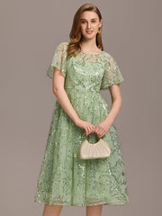 Sparkly Sequin A-Line Knee Length Wedding Guest Dress