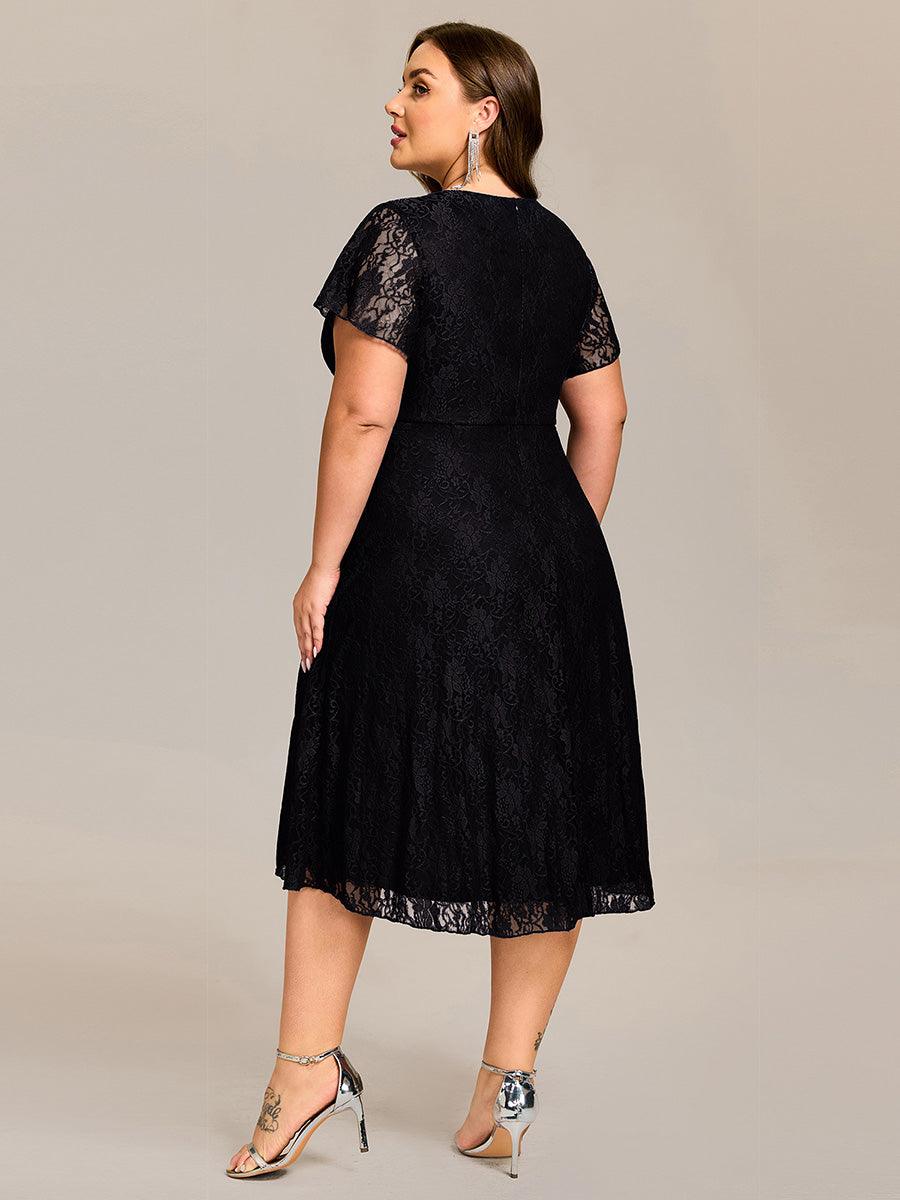 Delicate A-Line Short Sleeves V-Neck Wedding Guest Dress