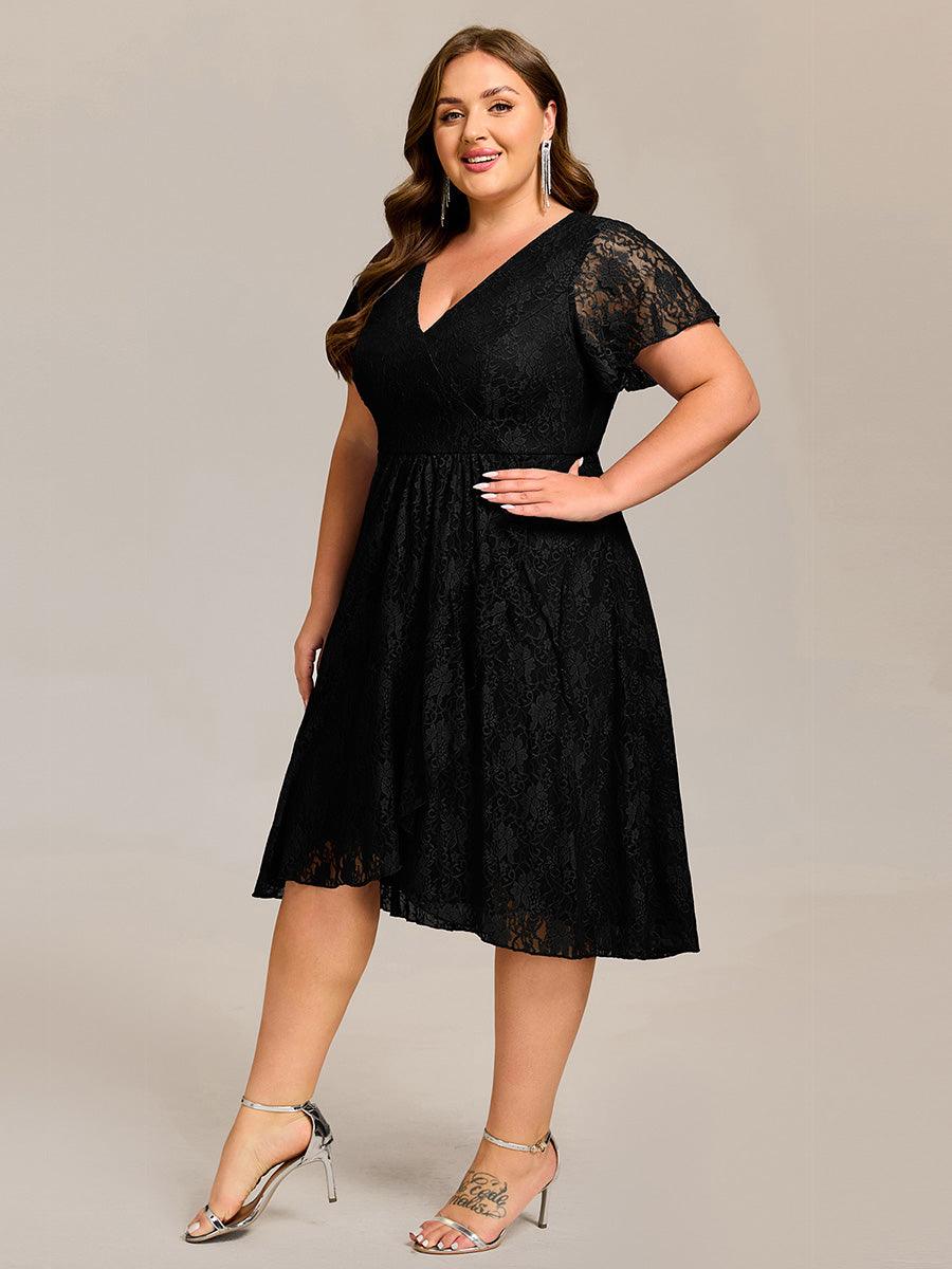 Delicate A-Line Short Sleeves V-Neck Wedding Guest Dress