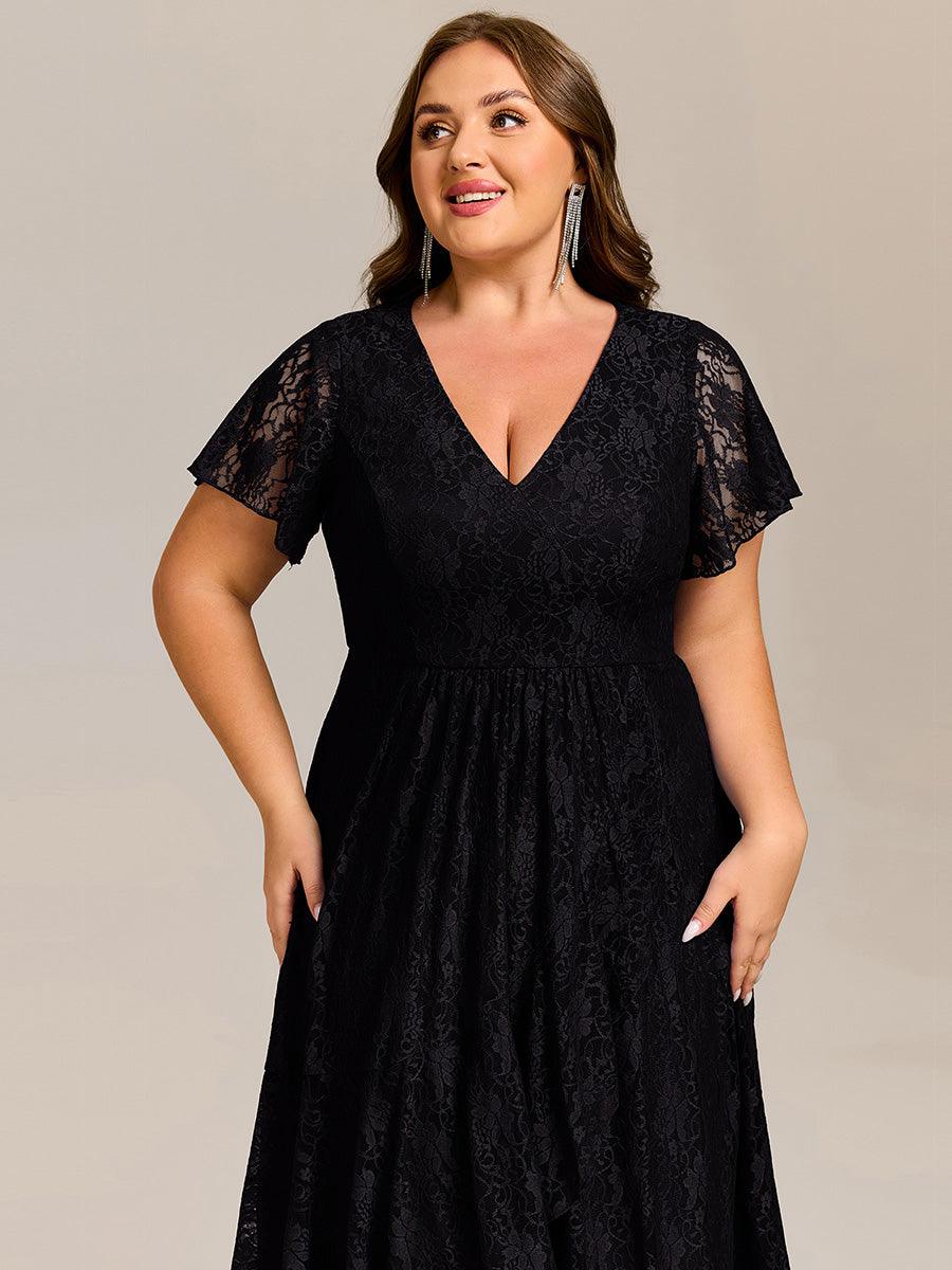 Delicate A-Line Short Sleeves V-Neck Wedding Guest Dress