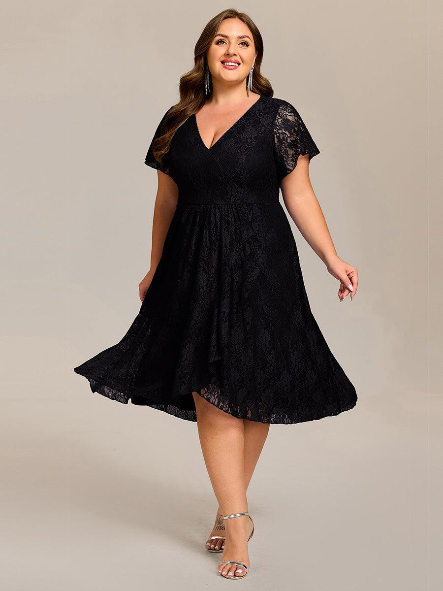 Delicate A-Line Short Sleeves V-Neck Wedding Guest Dress