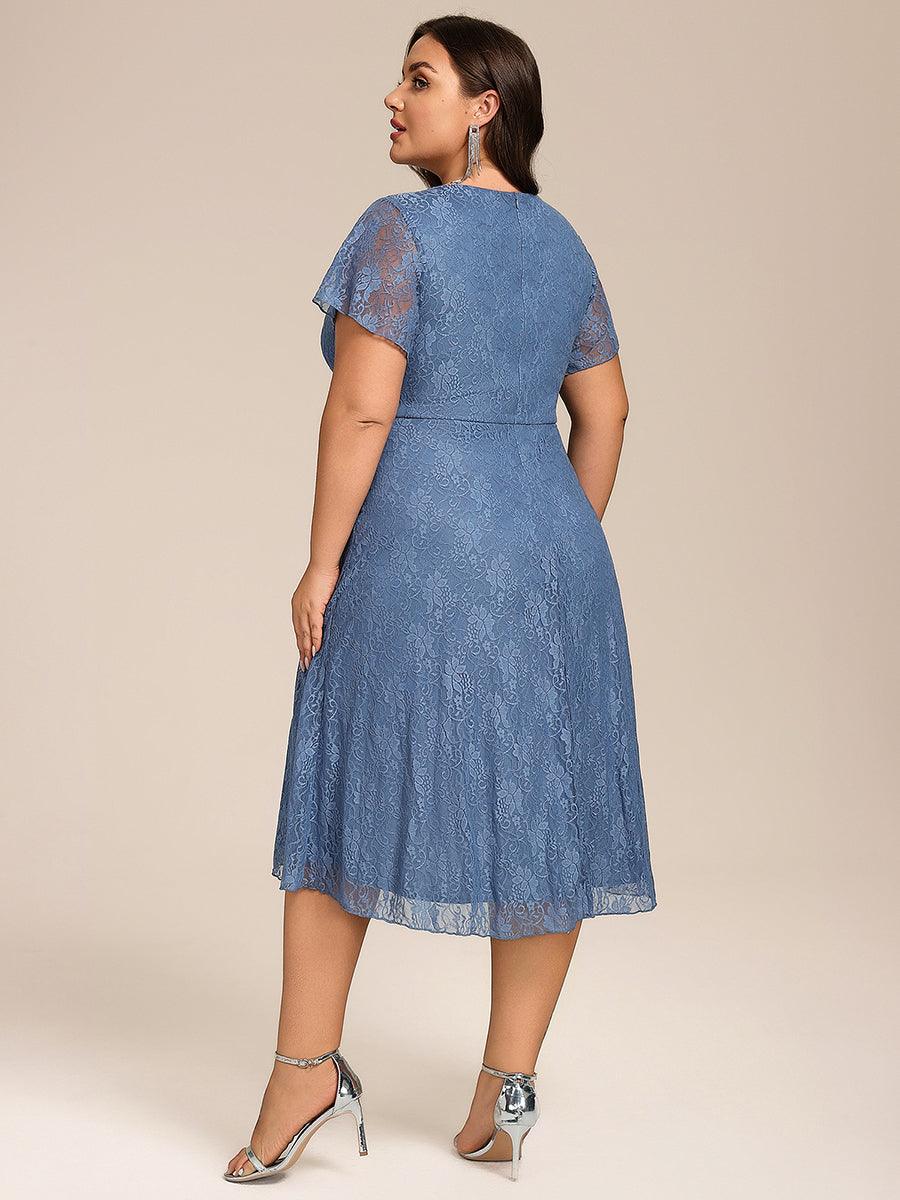 Delicate A-Line Short Sleeves V-Neck Wedding Guest Dress