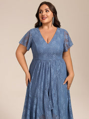 Delicate A-Line Short Sleeves V-Neck Wedding Guest Dress