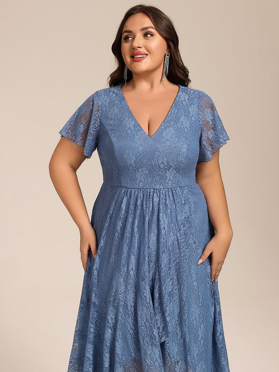 Delicate A-Line Short Sleeves V-Neck Wedding Guest Dress